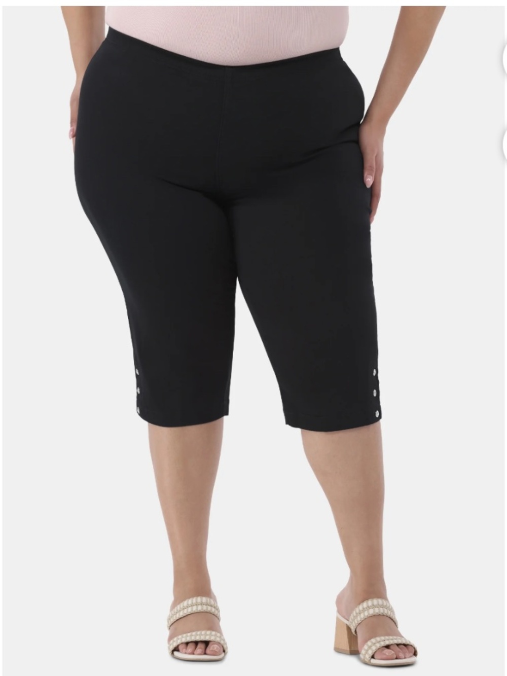 Just My Size Women’s Black Pull On Bling Tab Capris Pants Size 2X NWT